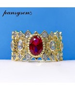 Vintage 100% 925 Sterling Silver Ruby Rings for Women 18K Yellow GolWedd... - £53.98 GBP