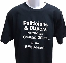Politicians And Diapers Mens Sz L Lg Black Short Sleeve Shirt Tee Top New - £26.07 GBP