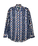 wrangler western shirt all-over blue aztec pearl snap long sleeve shirt ... - $35.99 CAD