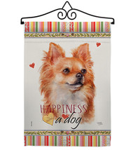 Brown Chihuahua Happiness Garden Flag Set Dog 13 X18.5 Double-Sided House Banner - £22.46 GBP