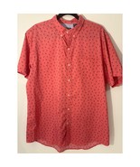 Izod Mens XL Pink Short Sleeve Button-Up Shirt With Palm Tree Print Ligh... - $456.16 MXN