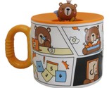 Whimsical Brown Bear Cub With Leave Diary Cartoon Ceramic Mug With Silic... - £14.14 GBP
