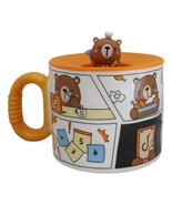 Whimsical Brown Bear Cub With Leave Diary Cartoon Ceramic Mug With Silic... - €15,43 EUR