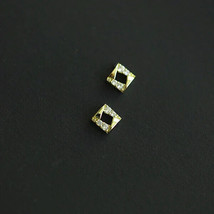 9ct Solid Gold Courtyard Stud Zirconia Earrings Handmade - square, fine, 9K - £59.52 GBP