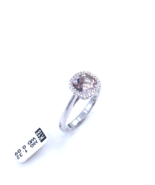 Women&#39;s Halo Ring Solid 18k White Gold Cushion Pink Morganite White Diam... - £722.12 GBP