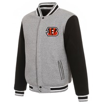 NFL Cincinnati Bengals  Reversible Full Snap Fleece Jacket JHD 2 Front Logos - £94.55 GBP