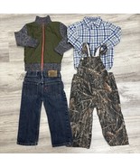 Clothes Lot Boys Sz 2T 4pc Levis Jeans Camo Overalls Fleece Jacket OK Sh... - $27.53 CAD