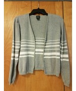 INC Gray &amp; White Striped Button Up Cardigan Size Medium - $9.99