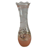 Vintage Glass vase with frosted pink and gold accents - £8.69 GBP