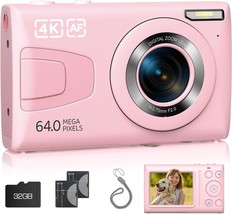 Digital Camera 64Mp 4K Auto Focus Point And Shoot Video Camera With 32Gb Card - £33.63 GBP