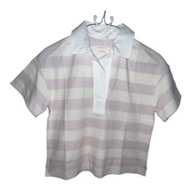 Everlane Purple And White Striped Short Sleeve The Retro Jersey Polo Shi... - $12.15