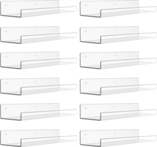 12 Pack Acrylic Shelves for Wall Storage, 15&quot; Floating Bookshelves   - £41.03 GBP