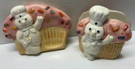 Pillsbury Doughboy with Cupcake Set of 2 Porcelain Napkin Holder and Spoon Rest - £15.82 GBP