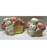 Pillsbury Doughboy with Cupcake Set of 2 Porcelain Napkin Holder and Spo... - £15.58 GBP