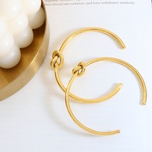 18k Gold Plated Wire Knot Bangle Bracelet, Cuff Bracelet, Adjustable Bra... - $19.92