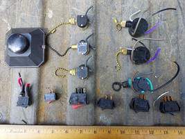 21PP43 ASSORTED ELECTRICAL SWITCHES: ROCKERS, PULL CHAINS, FOOT SWITCH, VGC - £6.44 GBP