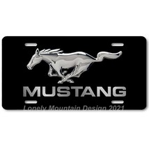 Ford Mustang Inspired Art on Black FLAT Aluminum Novelty Auto License Tag Plate - $17.99