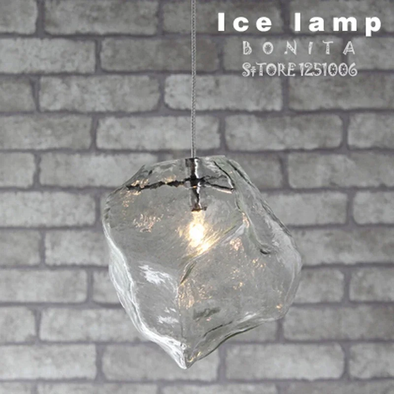 Transparent ice crystal pendant lighting for restaurants Clear glass stone - $49.79+