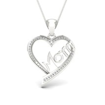 S925 Sterling Silver 0.13ct TDW Diamond Mom-Heart Necklace - £119.87 GBP
