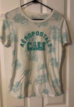 Aeropostale Aero Cali White With Green Floral  Juniors Size Large T Shirt  - £9.02 GBP