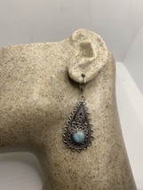 Blu Vintage Larimar Orecchini Decorativo 925 Sterling - £67.65 GBP