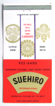 Suehiro - Japanese Cultural  San Francisco California Restaurant Matchbook Cover - £1.37 GBP