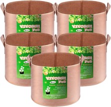 VIVOSUN 5-Pack 25 Gallons Grow Bags Heavy Duty Thickened Tan - £34.69 GBP