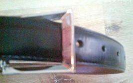 men&#39;s  reversible black/dark brown belt. faux  leather sz 38  silver buc... - $9.88