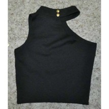 Womens Crop Top Junior Girls Nicki Minaj Sleeveless Halter Black Shirt-sz XL - £5.50 GBP