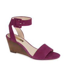 Louise et Cie Punya Wedge Suede Leather Heel Sandal,  Size 8, Purple, NWT - $92.57