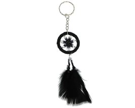 Mia Jewel Shop Dream Catcher Natural Feather Beaded Dangle Keychain Metal Ring - - £11.00 GBP