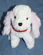 Puli Intl Puppy Dog 7&quot; Plush White Stuffed Lavender Ears Red Collar Soft Toy - £8.42 GBP