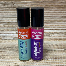 Aroma Guru Lavender &amp; Peppermint Aromatherapy Roll-On Combo Pack 0.27oz Each - £10.11 GBP