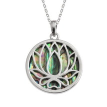 Tide Jewellery inlaid Paua shell Waterlily/Lotus flower pendant Boxed - £20.61 GBP