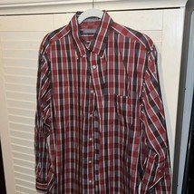 Mens Daniel Cremieux Sz L Button Up Long Sleeve Red Plaid 100% Cotton Shirt - £10.71 GBP