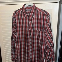 Mens Daniel Cremieux Sz L Button Up Long Sleeve Red Plaid 100% Cotton Shirt - $13.72