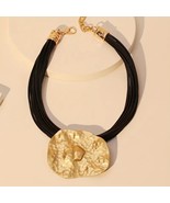 Boho Chic Synthetic Fiber Rope Necklace with Geometric Alloy Pendant, Ve... - $22.83 CAD