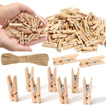 1.35 Inch Mini Clothes Pins For Photo100 Pcs With 32 Feet Jute Twine,Min... - £11.77 GBP