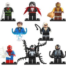8pcs/set Spider-Man Venom Hydro-Man Shocker Black Cat Morbius Minifigures - £13.54 GBP