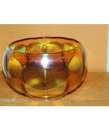Carnival Glass Vase/Rose Bowl 6" Footed Marigold/Iridescent Mid-Century ... - $12.59