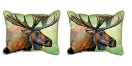Pair of Betsy Drake Moose Large Pillows 15 Inch x 22 Inch - £71.43 GBP