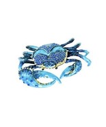 Blue Crab Bejeweled Crystal Enamel Pewter Trinket Box Deep Sea Ocean Gif... - $44.54