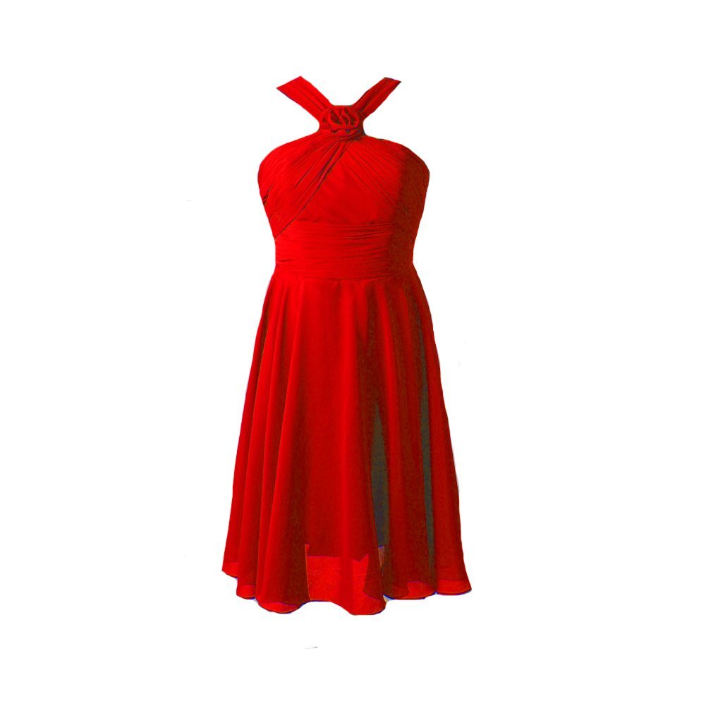 Kivary Women's Short Floral Knee Length Prom Bridesmaid Dress with Straps Red US