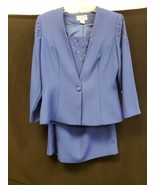 Che Studio 3 Piece Royal Blue Embellished Skirt Suit Sz 8 Vintage 1980s  - €31,37 EUR