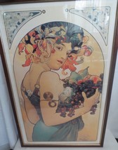 Fruit 1897 Art Nouveau Mucha Vintage Poster Print Framed Art Wall Decor Italy - $125.00