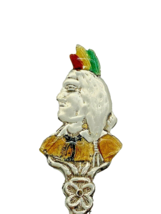 Vintage Sterling Silver Montreal Souvenir Spoon Figural Indian Enamelled 925 - £37.32 GBP