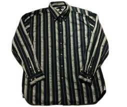 Tommy Hilfiger Men  Shirt Sz XL Two Ply Cotton Long Sleeves Striped Blue - £14.42 GBP