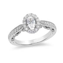 Enchanted Disney Ariel 1.13 Ct White Oval Cut CZ Diamond Frame Engagement Ring  - £71.14 GBP