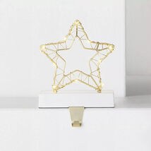 Lit Outlined Wire Star Xmas Stocking Holder Gold Battery Operated Wonder... - $14.65