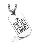 Stainless Steel Awesome Dad Dog Tag Pendant - £8.01 GBP